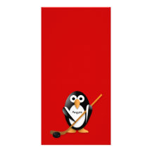 Pinguin mit einem Hockeystock Photo Grußkarte