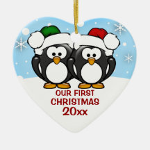 Pinguin-Paar-erste Weihnachtsverzierung Weinachtsornamente