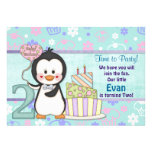 Pinguin Süsse Jungen-an zweiter Stelle Geburtstag Individuelle Ankündigskarten