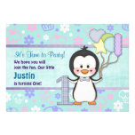 Pinguin Süsse Jungen-erster Geburtstag Personalisierte Einladungen