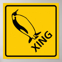 Pinguin-Überfahrt-Landstraßen-Zeichen Posterdrucke