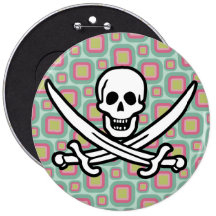 Pink and Mint Retro Jolly Roger