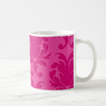 Pink auf rosa schickem Damastmuster Kaffeehaferl