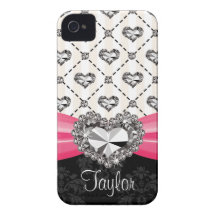 Pink beugt Diamant-HerzRhinestone iPhone 4 Cas iPhone 4 Hülle