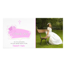 Pink Butterflies Religious Photo Card