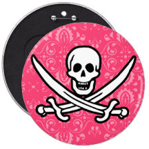 Pink Floral Jolly Roger; Pirate
