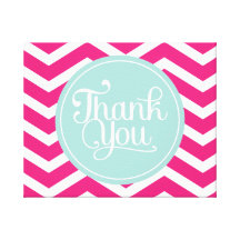 Pink Mint Teal Thank You Chevrons Canvas Print