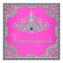 Pink-Tiara Quinceanera Einladungen