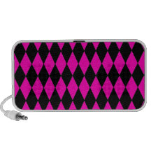 Pink und schwarzer Diamant-Harlekin-Muster Notebook Speaker