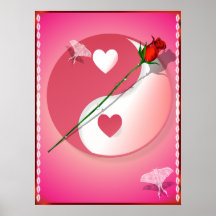 Pink-Valentinsgruß Yin-Yang-RoseBagsBags Plakate
