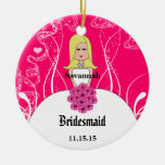 Pinkfarbene blonde Hochzeits-Kleiderbrautjungfern- Ornament