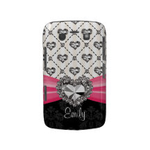Pinkfarbenes rosa Diamant-Herzrhinestone-BlackBerr Blackberry Bold Hülle