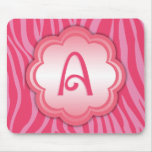 Pinkzebra-Druck-Monogramm A Mauspad