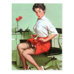 Pinup-Sekretär Postkarte
