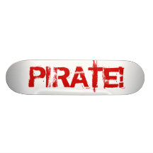 PIRAT! Rot. Beunruhigte Beschriftung. Gewohnheit Skateboardbretter