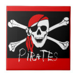 Piraten - schwarz und roter Piraten-Schädel Kacheln