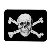 Piraten-Totenkopf mit gekreuzter Knochen Rechteckige Magnete