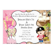 Piraten-und Prinzessin-Birthay Party Einladung