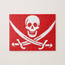 Piratenflagge des Kaliko-Jacks Rackham (ROT) Jigsaw Puzzles
