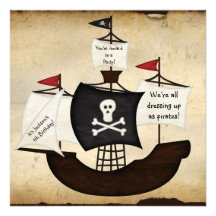 Piratenschiffs-Kostümthema-Party-Karteneinladungen