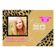 PixDezines 2013 Grads, cheetah print/diy colors Custom Announcements
