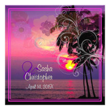 PixDezines hawaiischer Sonnenuntergang-Strand /Lua Individuelle Einladungskarten