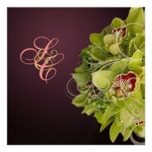 PixDezines Orchidee + Ornamental blühen Einladungskarte