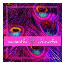 PixDezines Pfaufeder/psychedelische Farben Individuelle Einladungskarte