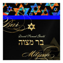 PixDezines psychedelische Sterne, Bar Mitzvah Einladungskarten