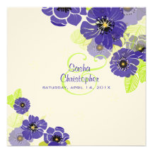 PixDezines Retro Mohnblumen, die Einladungen Weddi