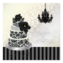 PixDezines Schwarzes+Weißes Hochzeits-Kuchen-Braut Individuelle Ankündigskarten