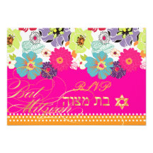 PixDezines uAwg/Alegre retro Blumen, Schläger Mitz Personalisierte Einladung