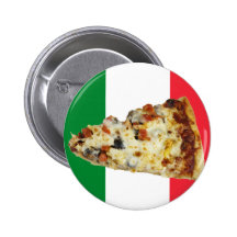 Pizza-Scheibe auf Farben der italienischen Flagge Buttons