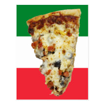 Pizza-Scheibe auf Farben der italienischen Flagge Postkarten