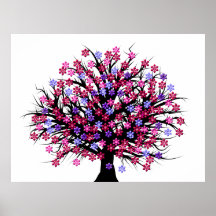 Plakat-Druck: Herz-Blumenblatt-Baum