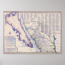 Plakat Kaliforniens 1705 und des New Mexiko/Druck