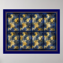 Plakat-Kunst-blaue Blumenplatte poster