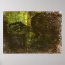 Plakat mit gemaltem Pop-Kunst-Gesicht im Gelb