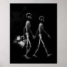 Plakat - Röntgenstrahl-Skeleton Paar-reisendes Sch