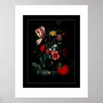Plakat-Vintage Kunst-noch Leben-Blumen mit Schneck poster