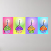 Plakate, Fahnen - Geburtstags-kleine Kuchen