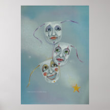 Plakate, schöne Kunst - Glück zerreißt Masken