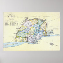 Plan von Delhi 1857-58, graviert durch Guyot u. Poster