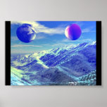 Planeten-Blau-Berg Posterdrucke