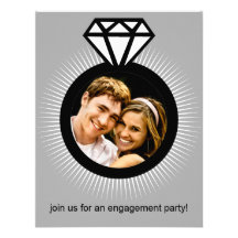 Platin das Ring-Foto-Verlobungs-Party Personalisierte Einladungskarten