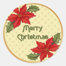 Poinsettia-Weihnachten Runde Sticker