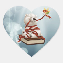 Polarer Teddybär mit Büchern und Fee Aufkleber