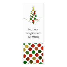 Polka-Punkt-Weihnachtsbaum-Lesezeichen Visitenkarten Vorlagen