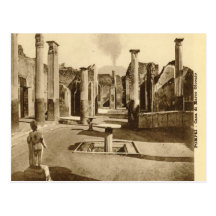 Pompeji, Stadthaus mit Statue Postkarten