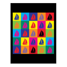 Pop-Kunst-Segeln Postkarte
